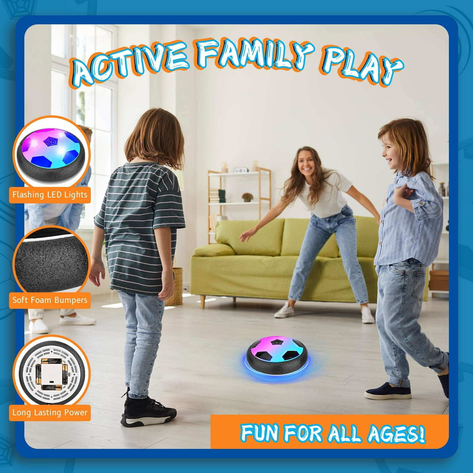 2pack Hover Soccer Ball Toys for 3-12 Year Old Boys Girls, Indoor and Outdoor Creative Toys for Toddlers with Foam Bumper, Christmas Birthday Gifts for 3 4 5 6 7 8+ Year Old Children's