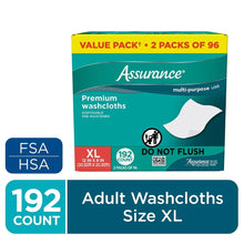 Disposable pre-moistened washcloths box, value pack callout, XL 192 count, teal design