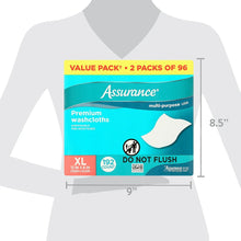 Size chart for disposable pre-moistened washcloths, XL pack with height labels
