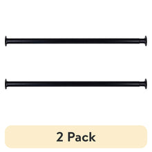 Black steel adjustable closet rod, 2-pack with end caps