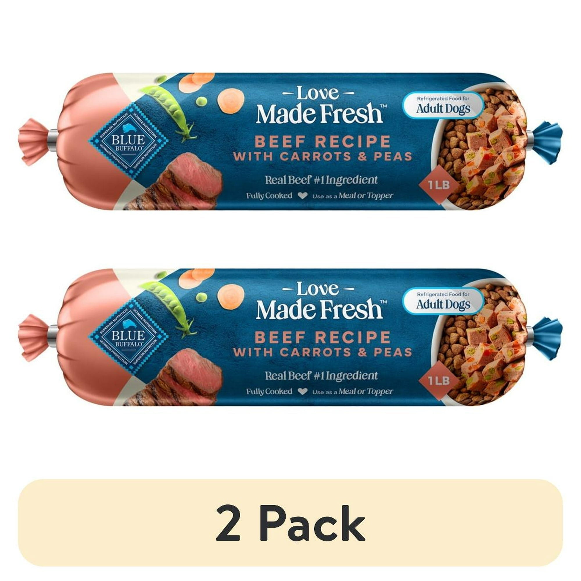 Blue Buffalo Love Made Fresh Dog Food, Refrigerated, Beef Recipe, 1-lb Roll