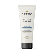 Sensitive shave cream tube, white with black bottom, Cremo logo on front