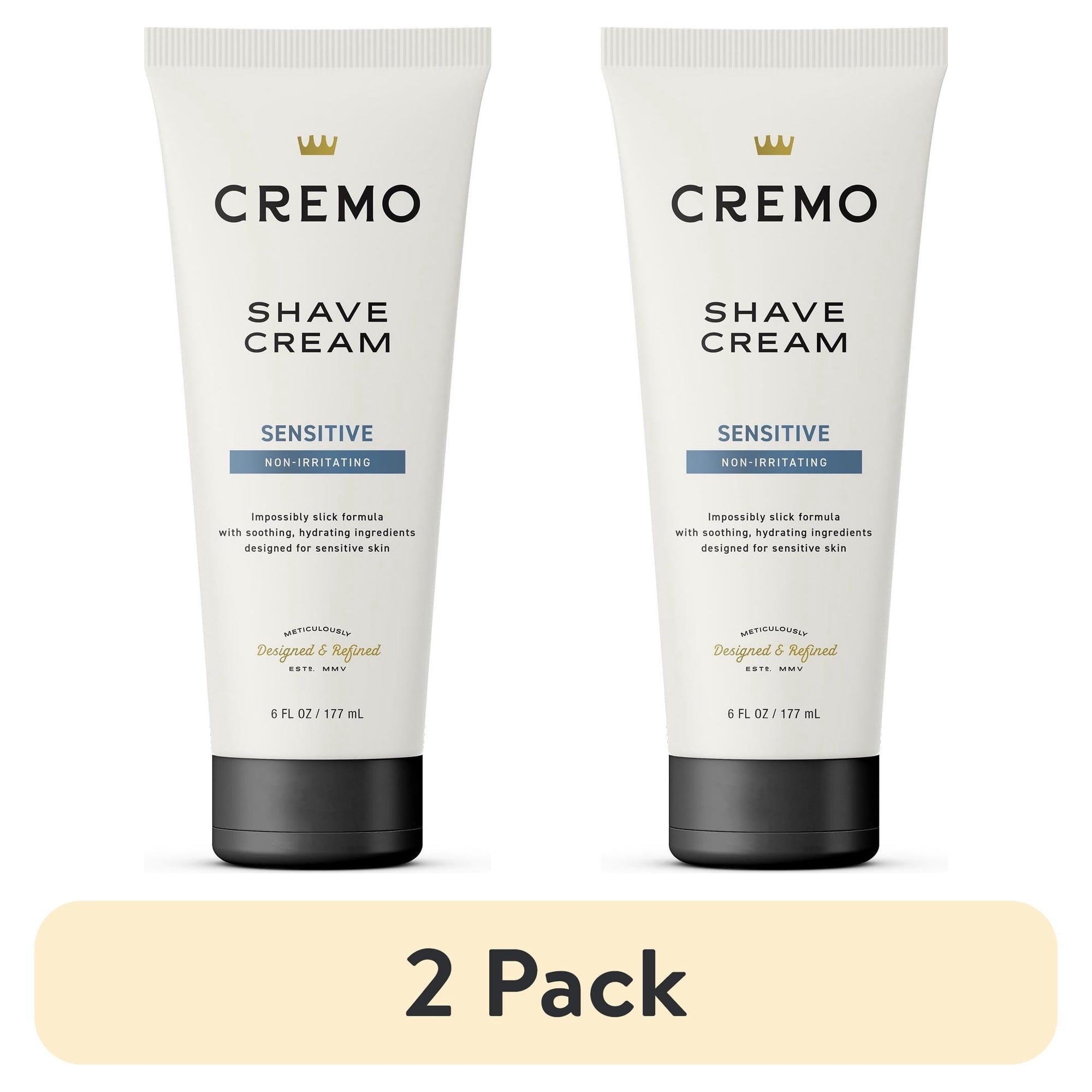 (2 pack) Cremo Sensitive Skin Concentrated Shave Cream, Unscented, 6 fl oz
