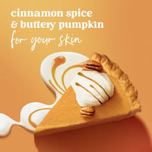 Holiday liquid hand wash illustration with pumpkin pie slice and cream drizzle