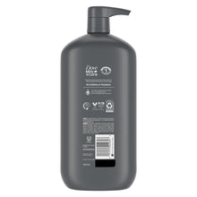 Dove Men+Care body wash bottle, back label and pump spout