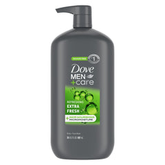 (2 pack) Dove Men+Care Extra Fresh Refreshing Hydrating Face and Body Wash, 30 fl oz