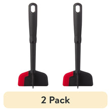 Silicone meat masher and chopper, black, with loop handle and wide base, 2-pack