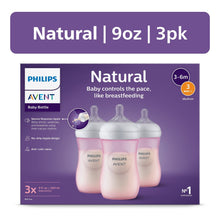 Philips Avent Natural baby bottle box, pink 9oz, medium flow, 3-pack bottles