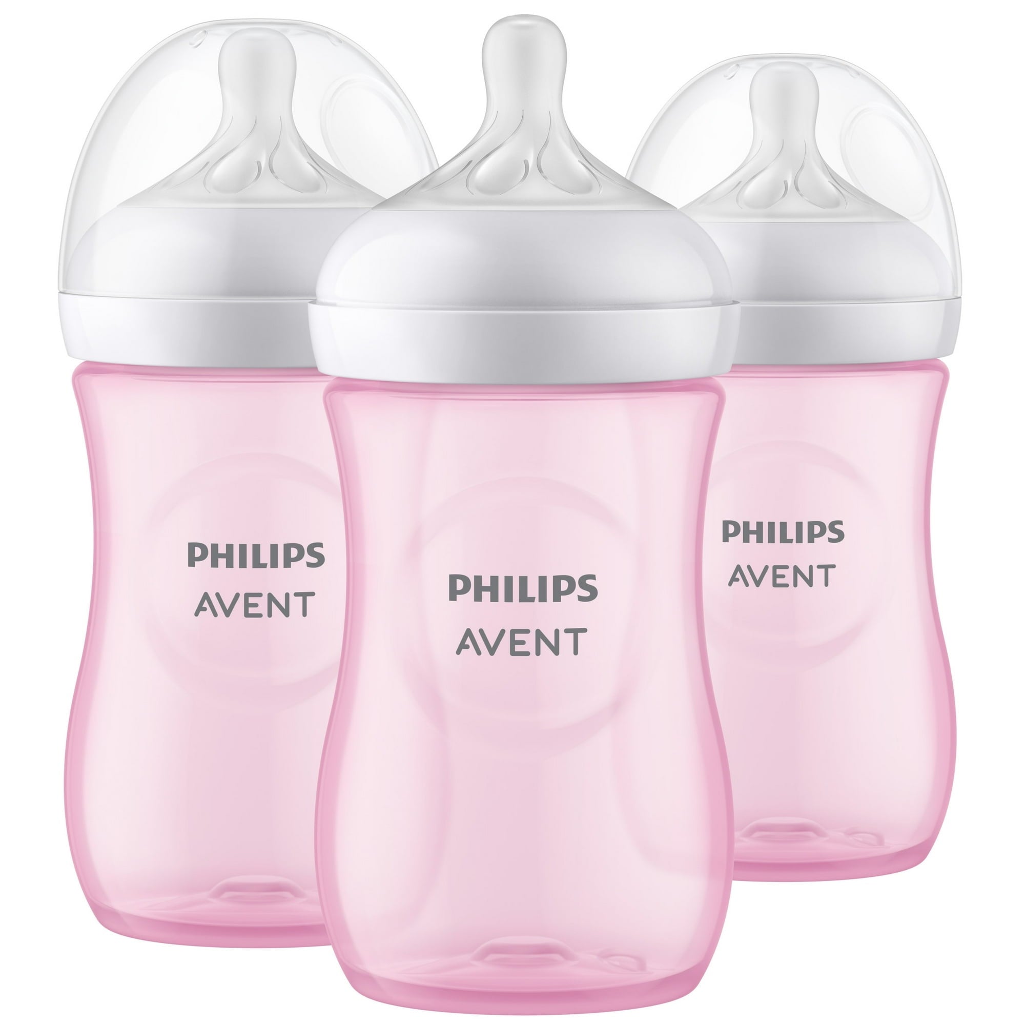 (2 pack) Philips Avent Natural Baby Bottles, Medium Flow, 9oz, Pink, 3-Pack, SCY903/13