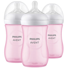 (2 pack) Philips Avent Natural Baby Bottles, Medium Flow, 9oz, Pink, 3-Pack, SCY903/13
