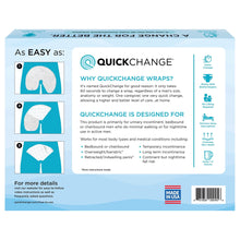 QuickChange incontinence wrap box back with step diagrams and product information layout.