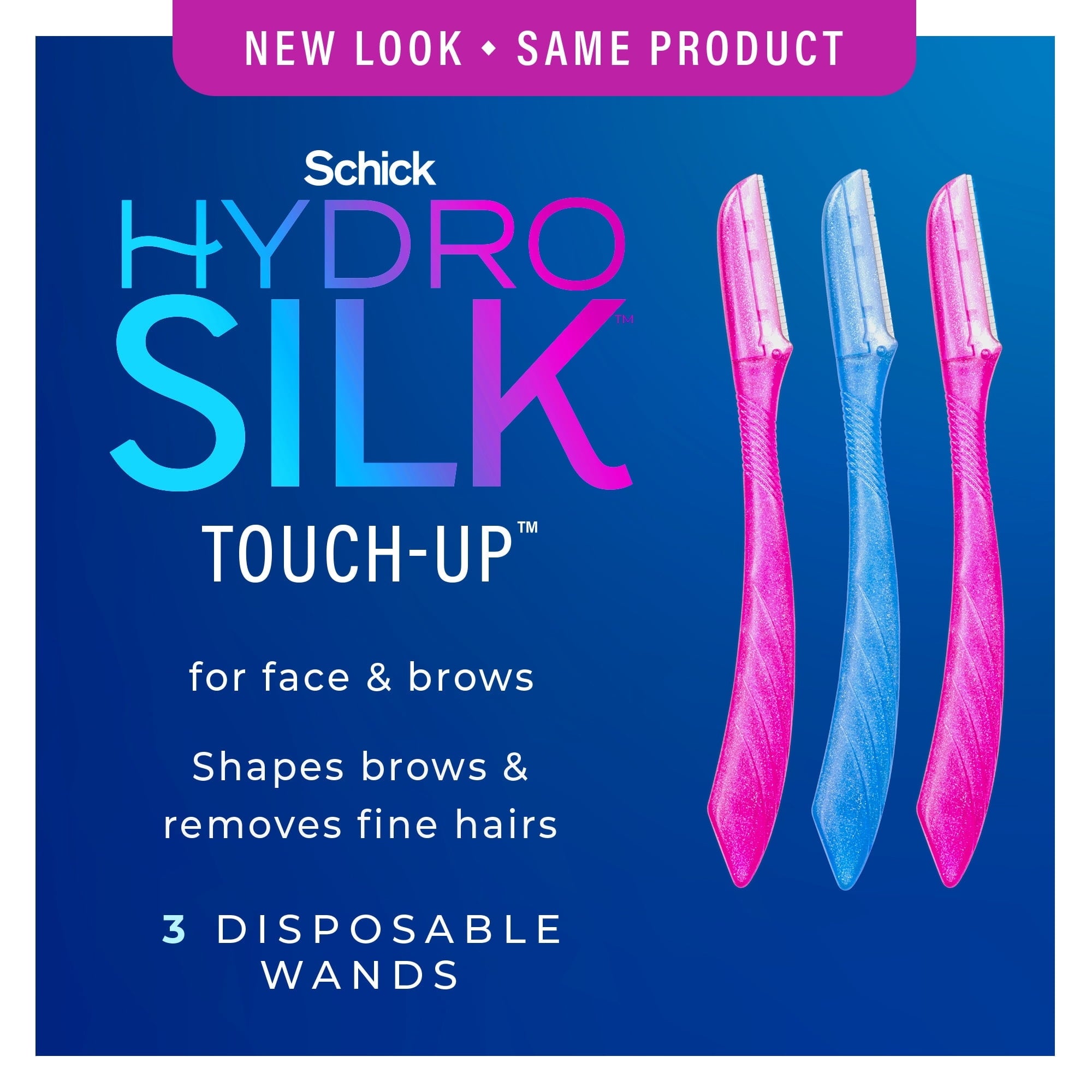 (2 pack) Schick Hydro Silk Touch-up Manual Dermaplaning Razor with Precision Cover, 3 Ct, Women’s Face Razor