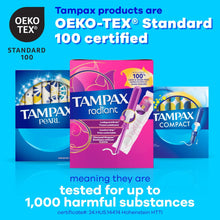 Tampon brand Oeko-Tex Standard 100 certified graphic with Tampax product images
