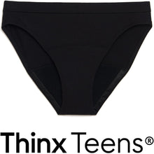 Black Thinx Teens cotton bikini leakproof period underwear, front view