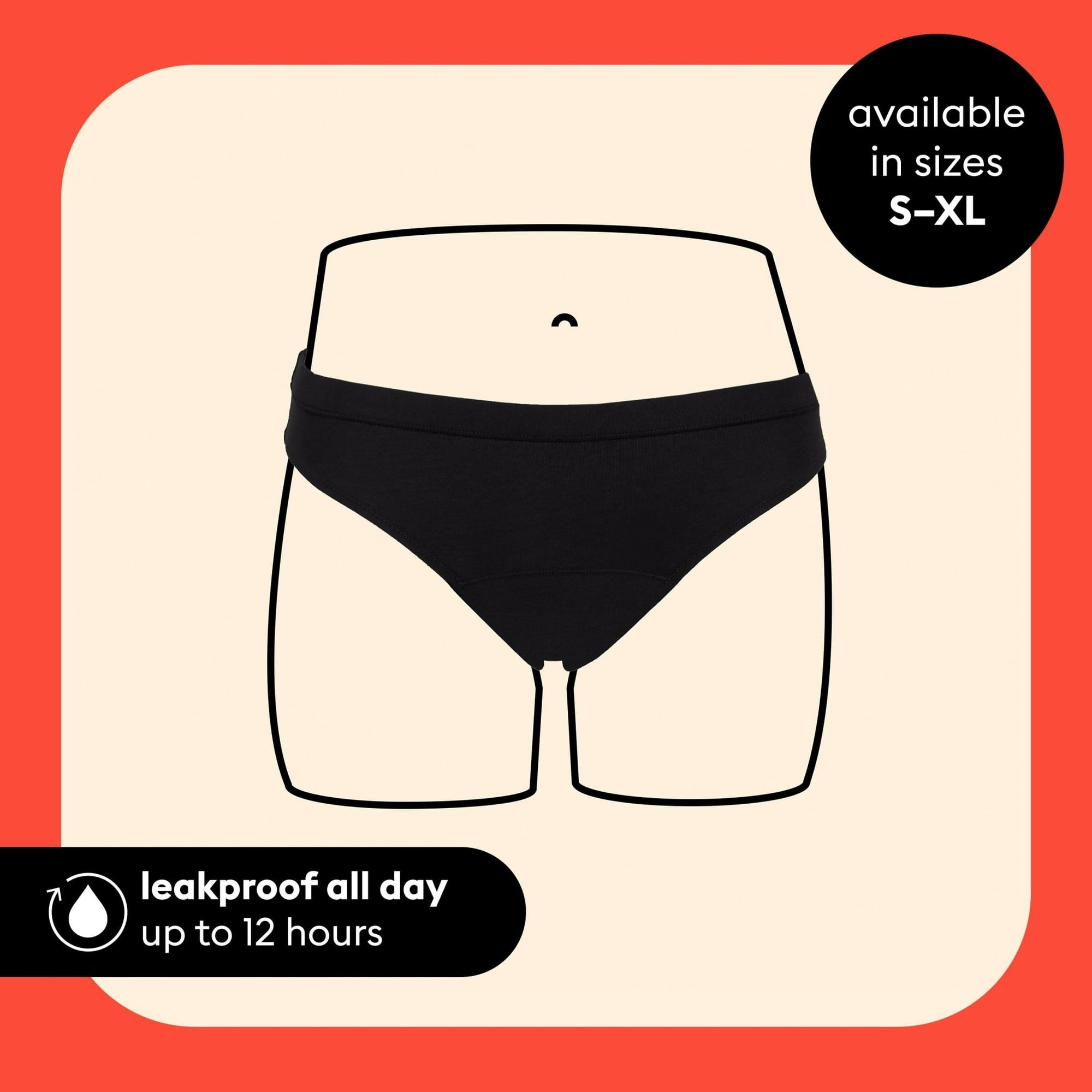 (2 pack) Thinx Teens Cotton Bikini Leakproof Period Underwear, S-XL, Black