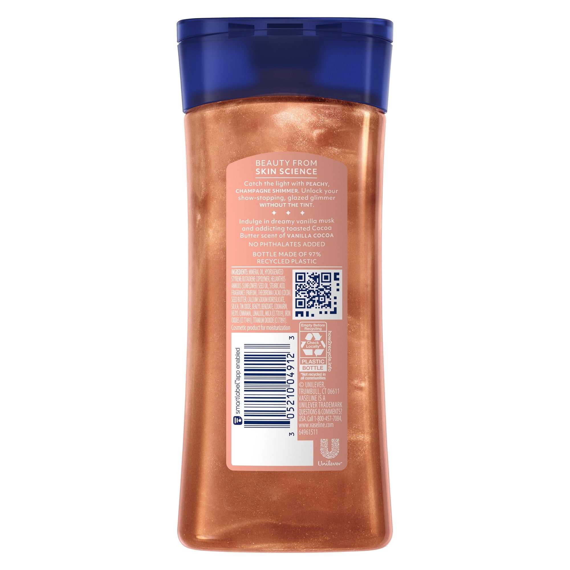 (2 pack) Vaseline Glazed & Glisten Sunlit Glow Vanilla Cocoa Shimmering Body Gel Oil with Ultra-Hydrating Lipids and 100% Pure Cocoa Butter, 6.8 fl Oz