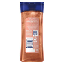 Body gel oil bottle back label with barcode and ingredient details
