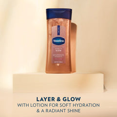(2 pack) Vaseline Glazed & Glisten Sunlit Glow Vanilla Cocoa Shimmering Body Gel Oil with Ultra-Hydrating Lipids and 100% Pure Cocoa Butter, 6.8 fl Oz
