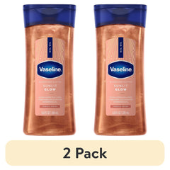 (2 pack) Vaseline Glazed & Glisten Sunlit Glow Vanilla Cocoa Shimmering Body Gel Oil with Ultra-Hydrating Lipids and 100% Pure Cocoa Butter, 6.8 fl Oz