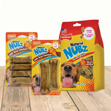Nylabone Natural NUBZ dog chew packs with real chicken, assorted sizes in retail packaging