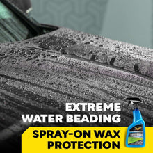 Meguiar's Hybrid Ceramic Wax spray bottle with trigger nozzle in extreme water beading ad