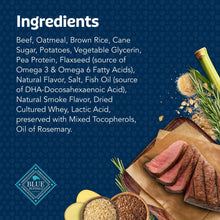 Dog training treat ingredients panel with beef bites and rosemary