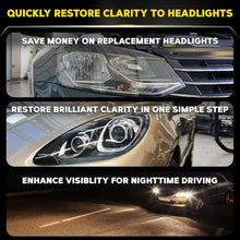 Car headlight with improved clarity, silver housing and front grille visible