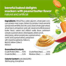 Purina Beneful Snackers ingredients and nutrition panel for peanut butter flavored dog treats