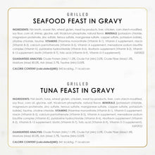 Purina Fancy Feast Grilled Seafood Feast in Gravy, ingredient and analysis panel