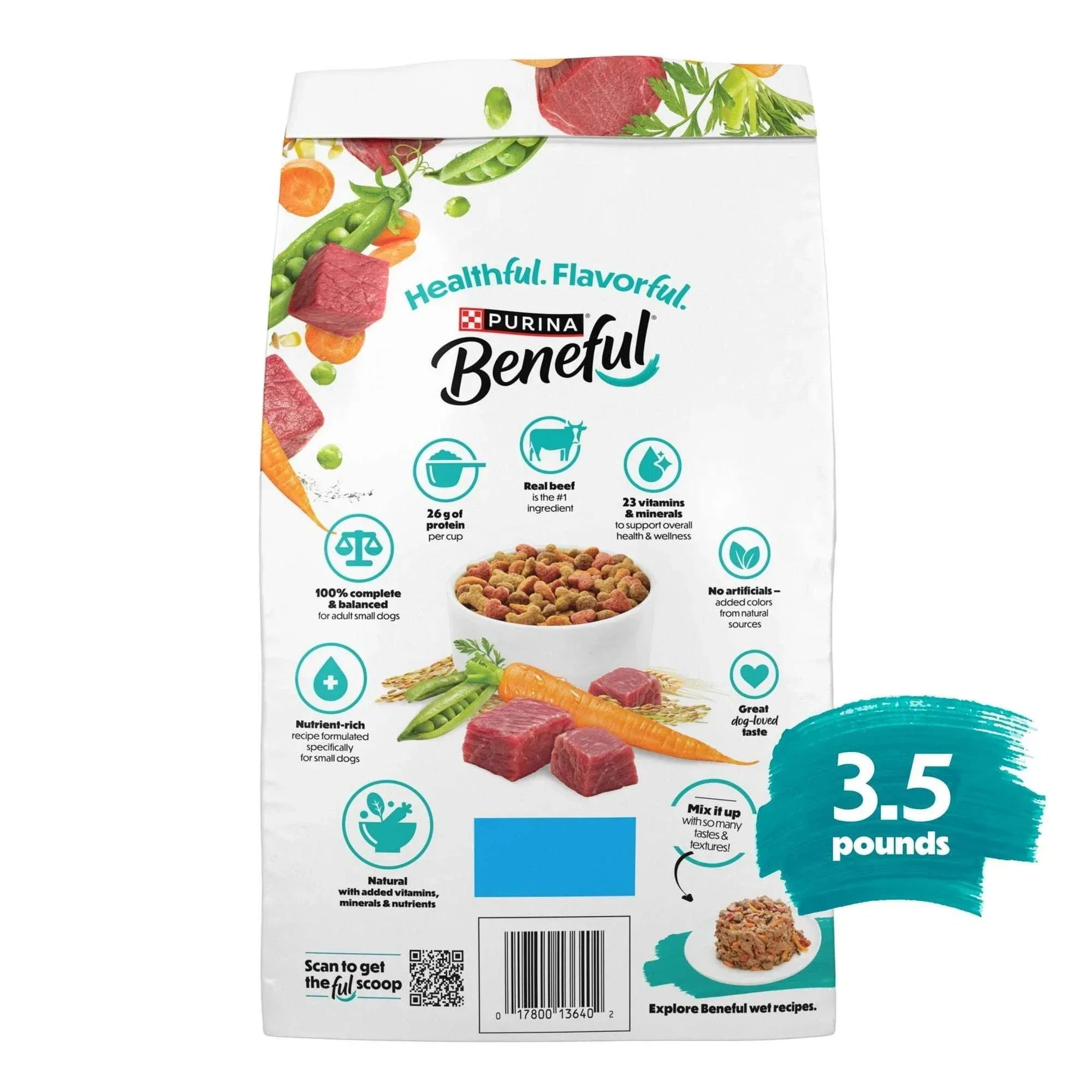Purina Beneful Incredibites with Farm-Raised Beef Natural Small Breed Dry Dog Food with Added Vitamins, Minerals and Nutrients, 3.5 lb Bag