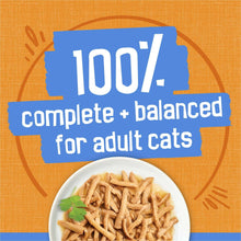 Wet cat food can: 100% complete and balanced for adult cats claim.