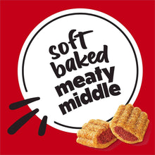 Purina Beneful Hugs dog treats, soft baked meaty middle badge with snack pieces