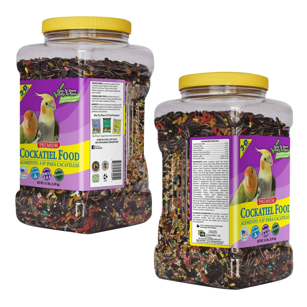 3-D Pet Products Premium Cockatiel Bird Food Seeds, with Probiotics, 4.5 lb. Stay Fresh Jar - USA MEGA SHOP