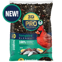 Songbird wild bird food bag with dark seeds and red cardinal, 5 lb package, NEW label