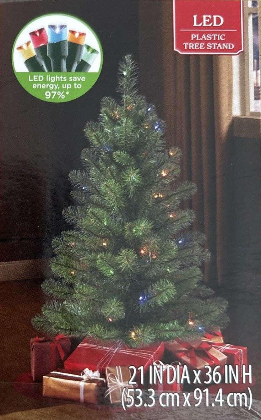 3' Pre-Lit Winston Pine Artificial Christmas Tree with Multicolor LED Lights, by Holiday Time