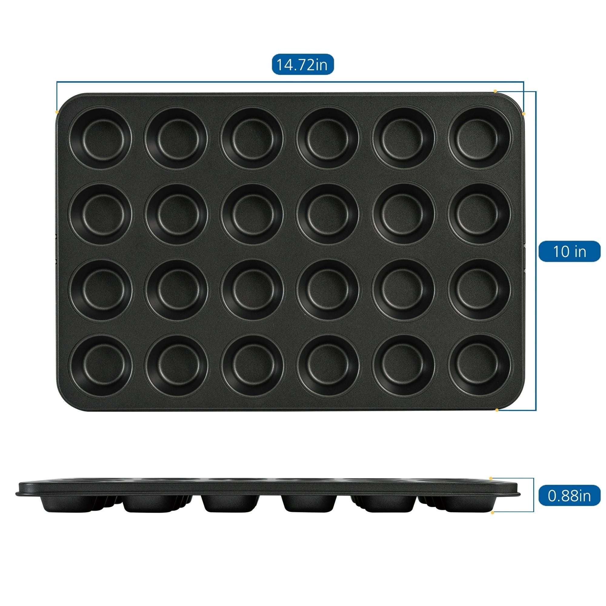 Mainstays 24 Cavity Mini Muffin Pan, Non-Stick Bakeware,1.8 inch Diameter Cups,Gray,Carbon Steel