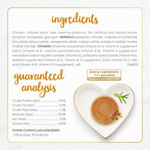 Fancy Feast wet cat food packaging panel with ingredients info and heart-shaped pate