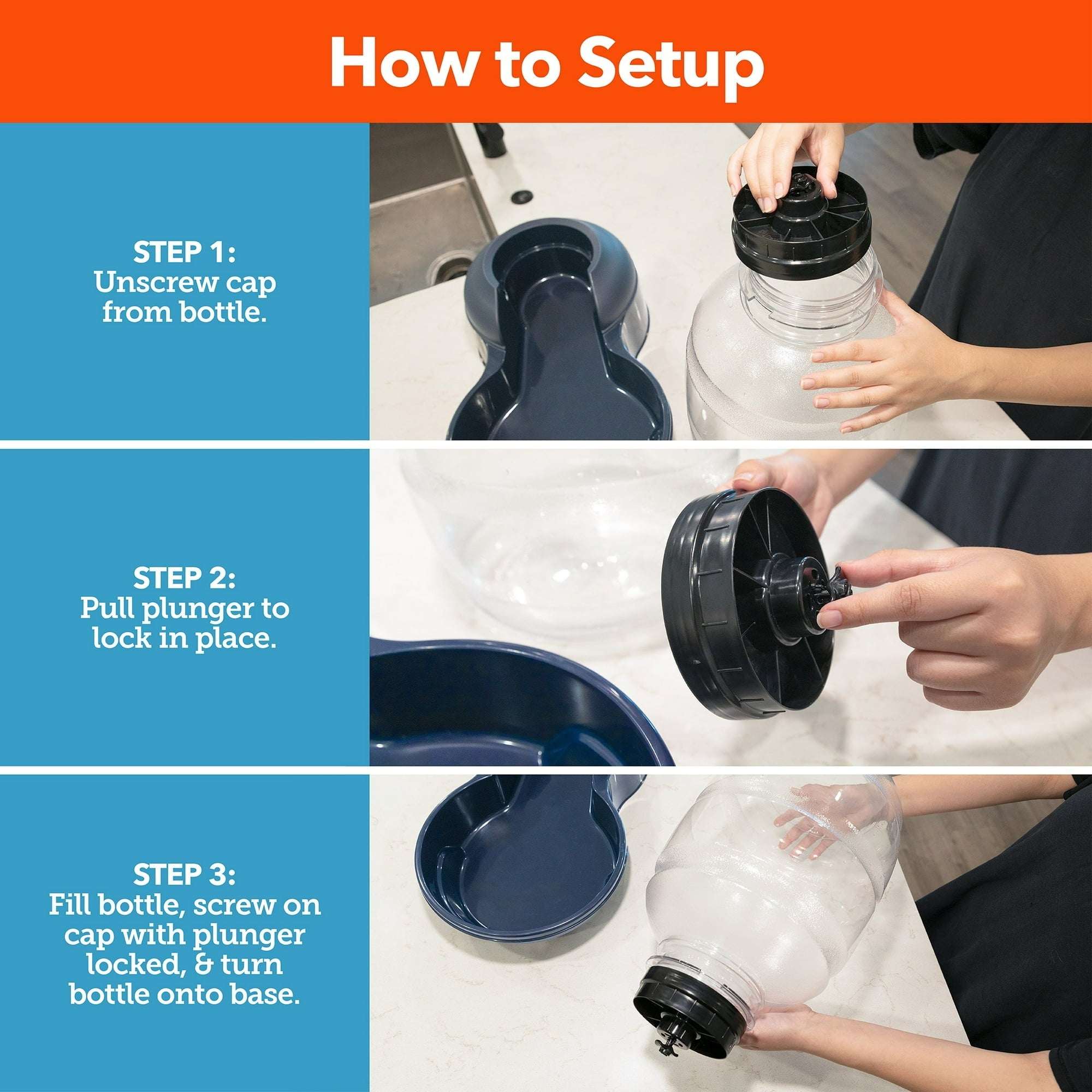 Vibrant Life Gravity Pet Waterer for Dogs and Cats, Large , Navy