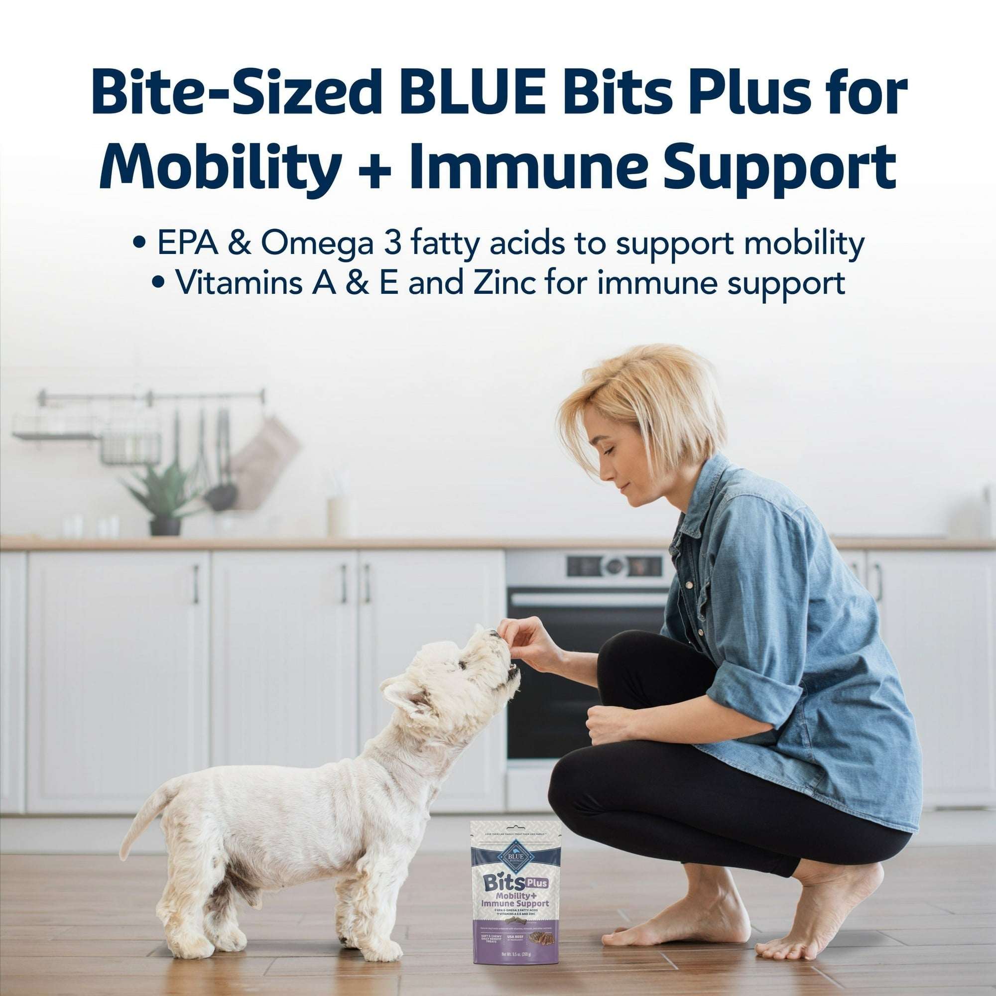Blue Buffalo BLUE Bits Plus Mobility and Immune Support Daily Benefit Dog Treats, Soft & Chewy Morsels, 9.5-oz. Bag