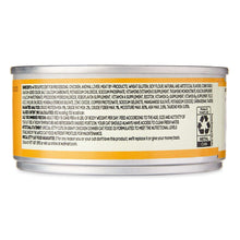 Cat food can with orange back panel and ingredient directions text