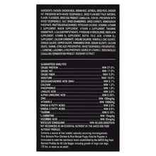 Puppy chicken and rice dog food ingredients and guaranteed analysis information panel