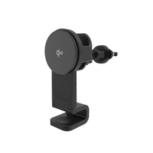 Wireless charging car mount with round magnetic holder and smartwatch stand