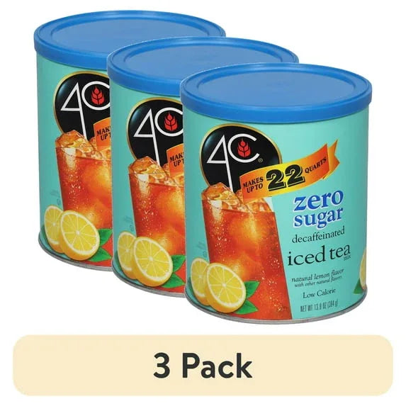 4C Zero Sugar Naturally Decaffeinated Lemon Flavor Iced Tea Mix 13.9 oz. Canister