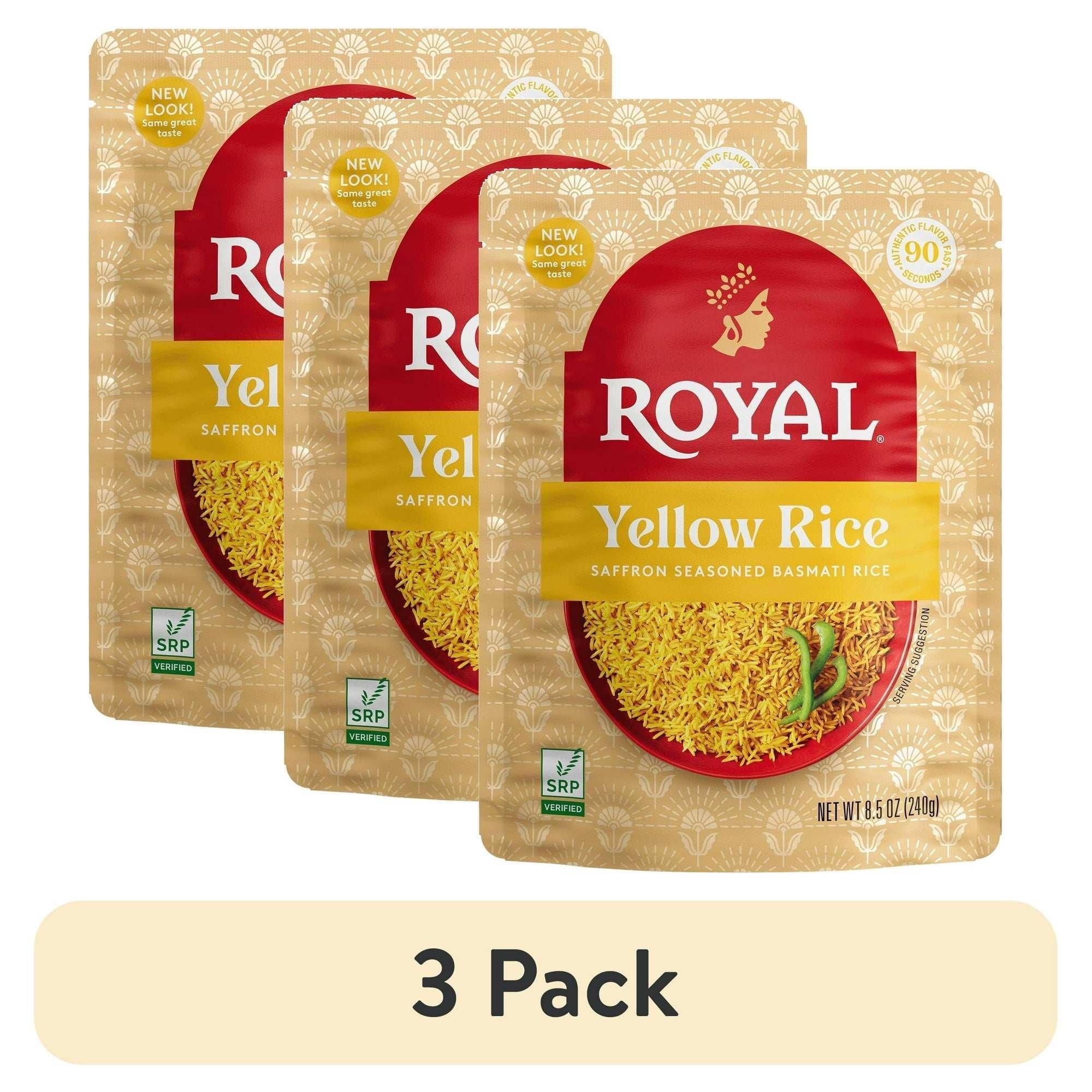 Royal Yellow Saffron Basmati Rice - Ready to Heat Basmati Rice - 8.5 oz Microwaveable Pouch - USA MEGA SHOP