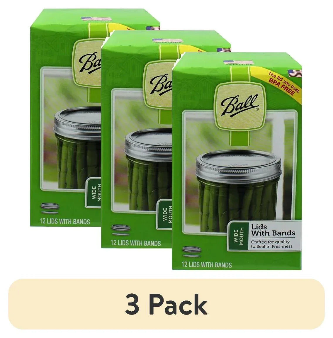 Ball, Wide Mouth Lids with Bands, BPA Free, 12 Count