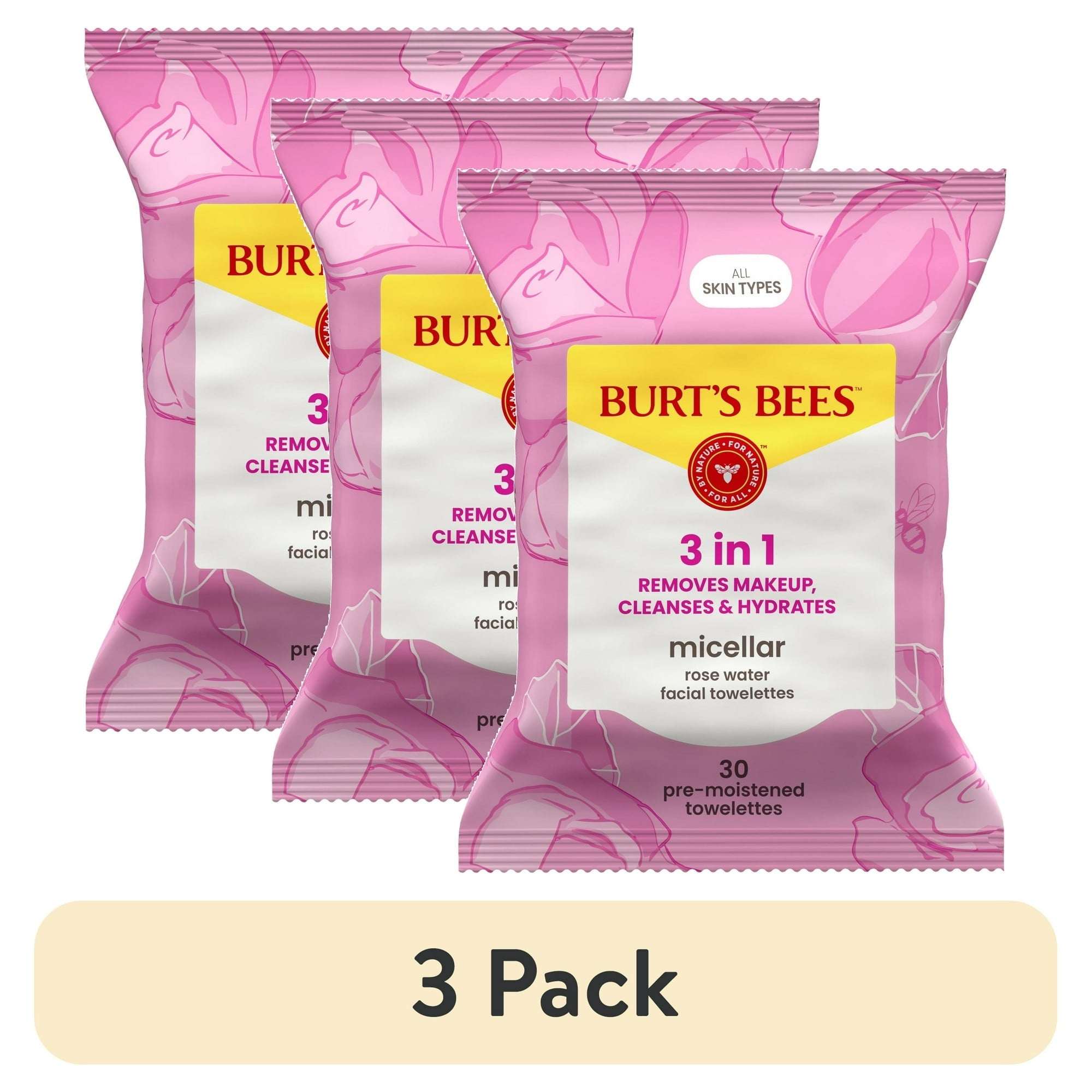 Burt's Bees Micellar Facial Towelettes With Rose Water, 30 ct. Package
