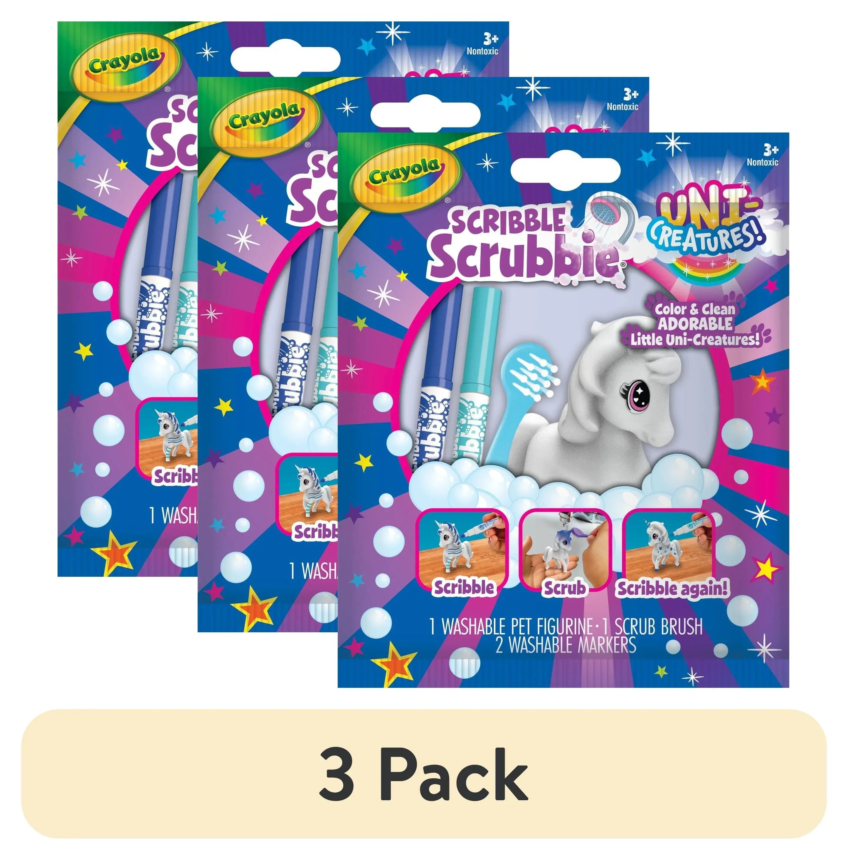 Crayola Scribble Scrubbie Dino Pets, 1 Ct, Easter Basket Essentials, Dinosaur Animal Toys with Markers, Coloring Easter Gift for Kids, Ages 3+