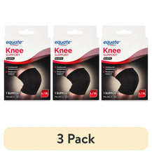 3-pack knee compression support braces, black contoured knit sleeves for knee