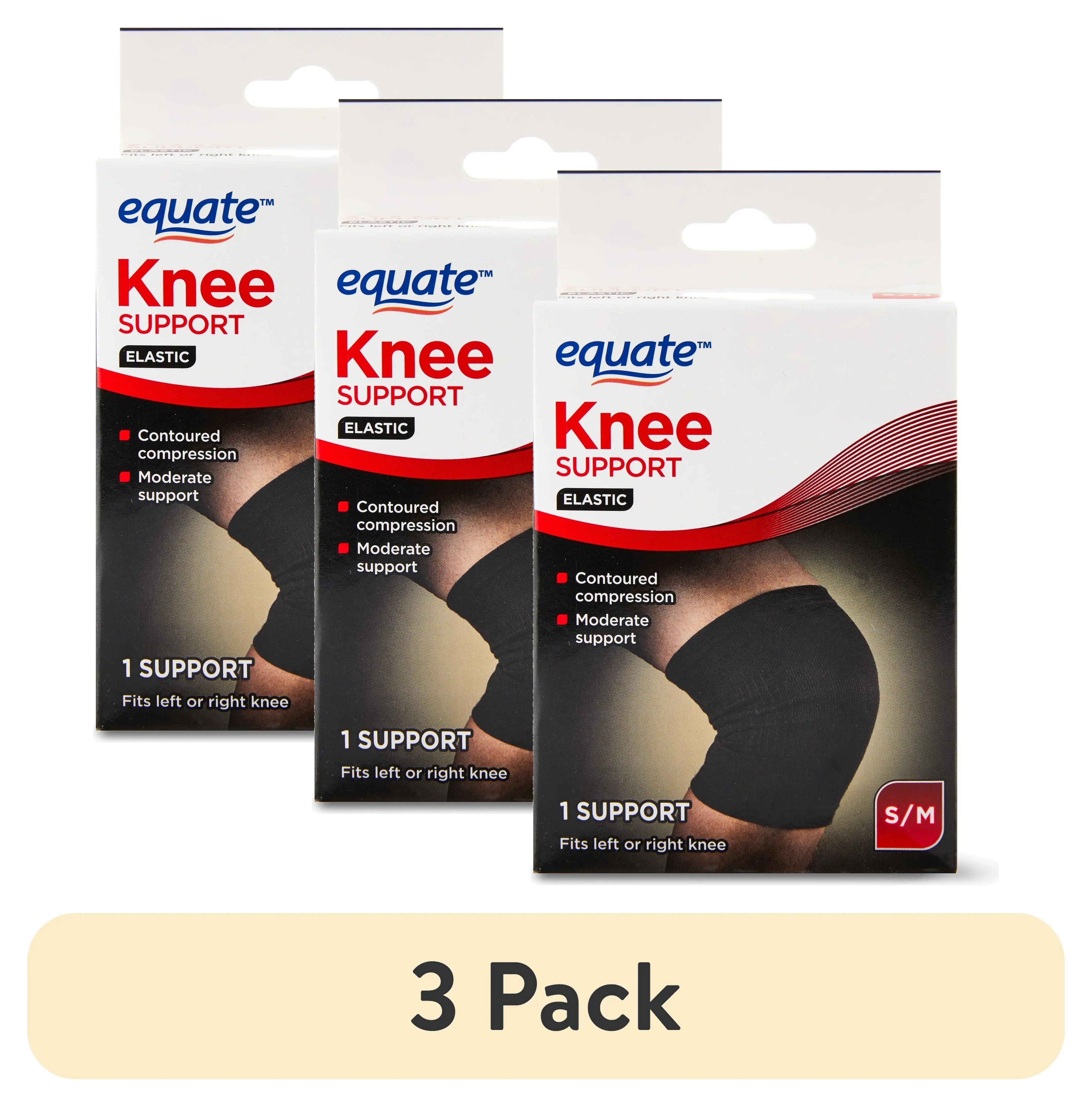 (3 pack) Equate Knee Compression Support Brace, Unisex, Large / Extra Large