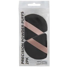 Precision powder puffs pack, 2 count, black puff with light pink band